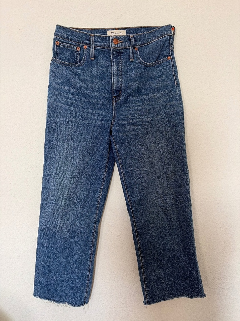 Madewell slim wide leg crop blue jeans size 28
